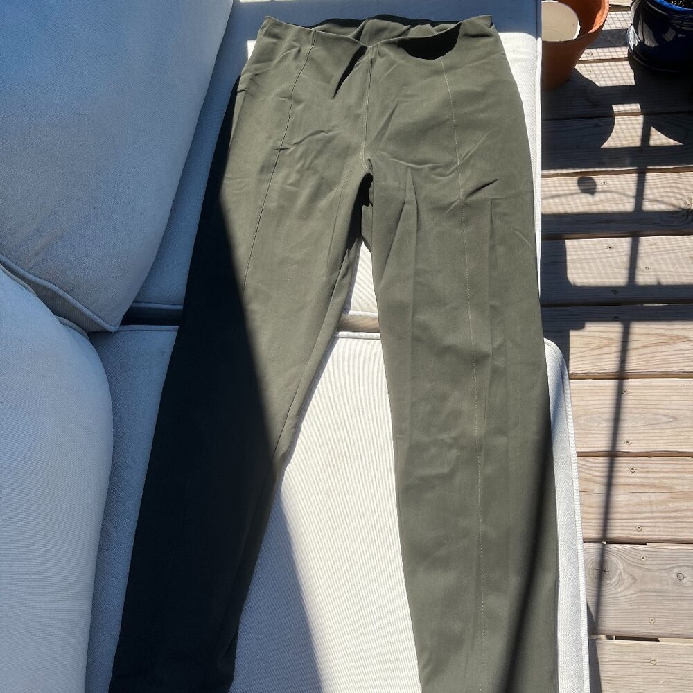 Olive green lululemon athleisure straight leg pants